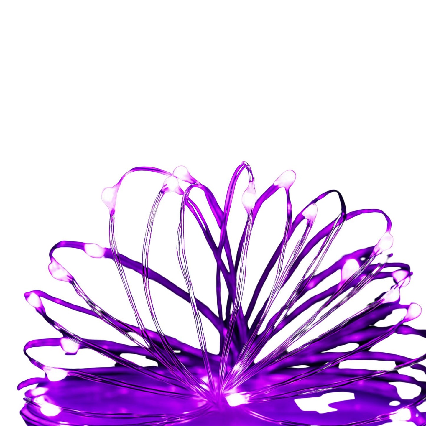 Elegani 100 LED Silver Copper Fairy String Lights – 33ft Plug-In with 4" Spacing, Flexible Wire, Indoor/Outdoor Decorative Lighting for Bedroom, Party, Wedding, and Holiday Décor-Purple