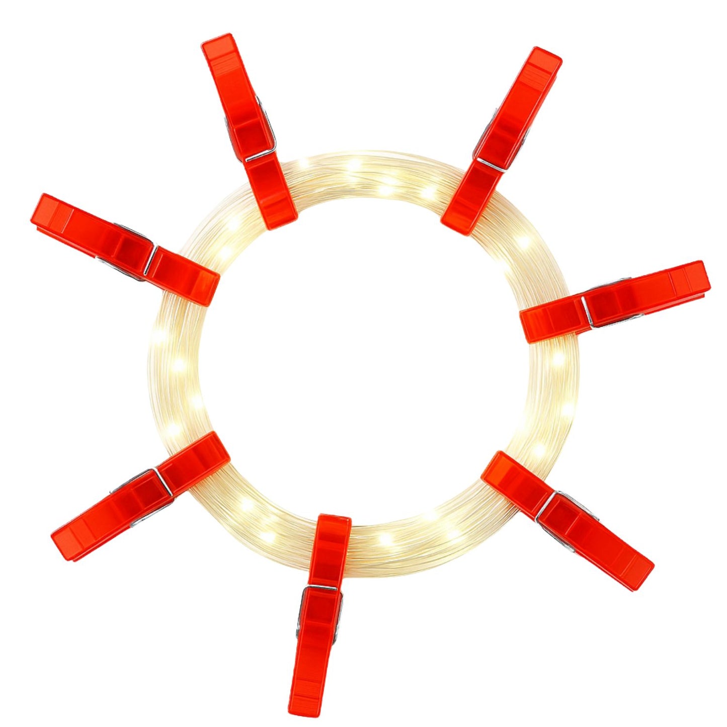 Elegani 36 LED Red Photo Clip String Lights – 13ft Decorative Display with 3.5ft Lead, 16.5ft Total Length, Ideal for Hanging Photos, Cards, and Art in Bedroom, Party, or Holiday Decor