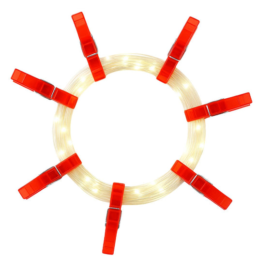 Elegani 36 LED Red Photo Clip String Lights – 13ft Decorative Display with 3.5ft Lead, 16.5ft Total Length, Ideal for Hanging Photos, Cards, and Art in Bedroom, Party, or Holiday Decor