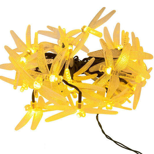 Elegani Solar Dragonfly String Lights – 30 LED Outdoor Garden Décor with 8 Light Modes-Warm White