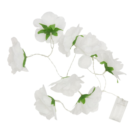 Elegani 8 LED White Flower String Lights – Warm White Floral Fairy Lights for Home and Event Décor