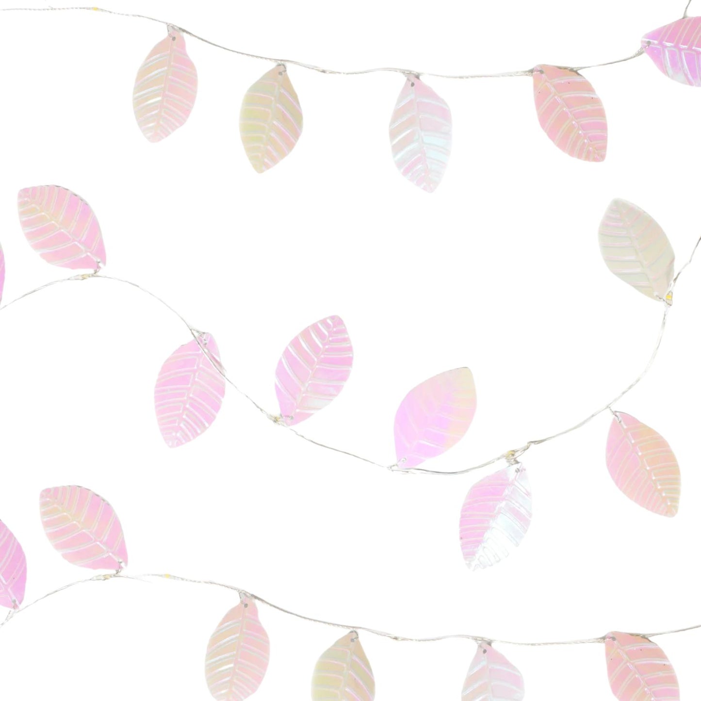 Elegani 20 LED Iridescent Leaf Fairy Lights – 7.8ft Silver Copper Wire String Light for Bedroom, Nursery, Wedding, Holiday Décor – Warm White (Batteries Not Included)