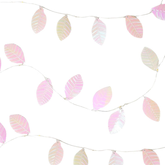 Elegani 20 LED Iridescent Leaf Fairy Lights – 7.8ft Silver Copper Wire String Light for Bedroom, Nursery, Wedding, Holiday Décor – Warm White (Batteries Not Included)