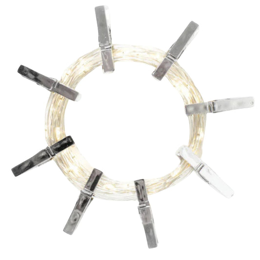 Elegani 36 LED Silver Photo Clip String Light – 13ft Warm White Decorative String Light with Metallic Silver Clips