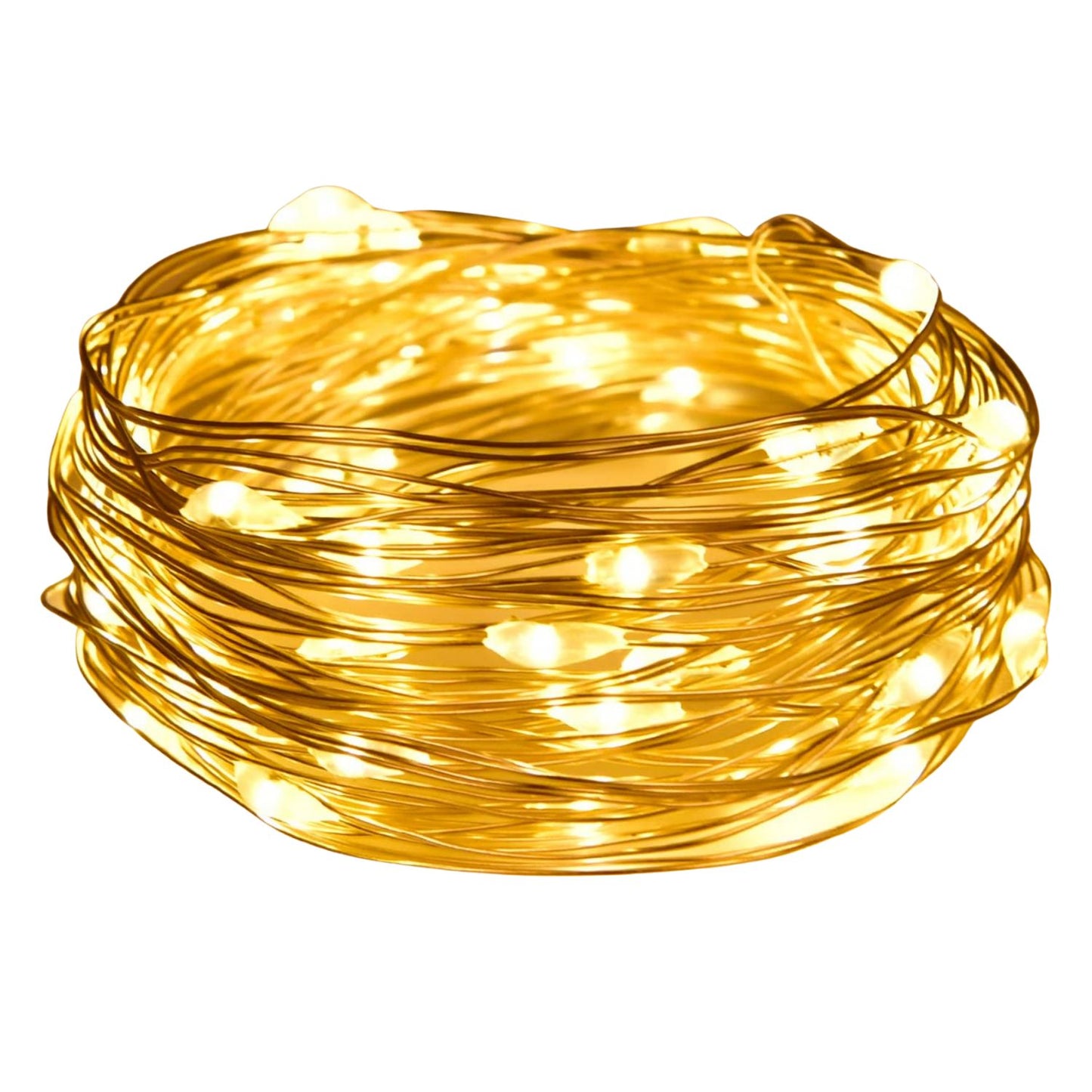Elegani 20 LED Yellow Fairy String Lights – 7ft Silver Copper Wire Decorative Lights