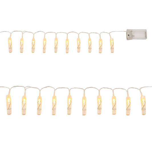 Elegani 20 LED Clear Cable Photo Clip String Lights – 40 Large Clips, 9' Lighted Length, Warm White Glow