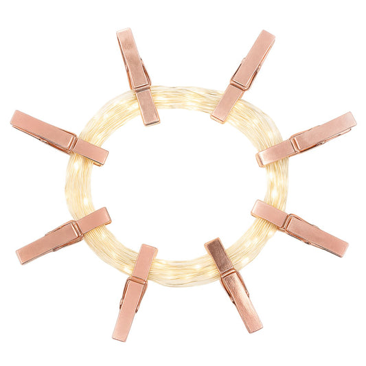 Elegani 36 LED Rose Gold Photo Clip String Lights – 13ft Decorative Picture Hanging Light for Wall, Dorm, Bedroom, or Headboard Display