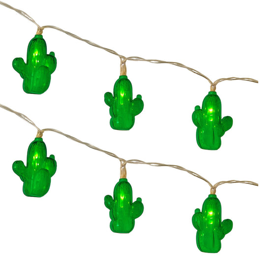 Elegani 10 LED Cactus String Lights – Warm White Decorative Fairy Lights for Bedroom, Dorm, Patio or Party Décor – 3.5 ft Lighted Length with Clear Cable