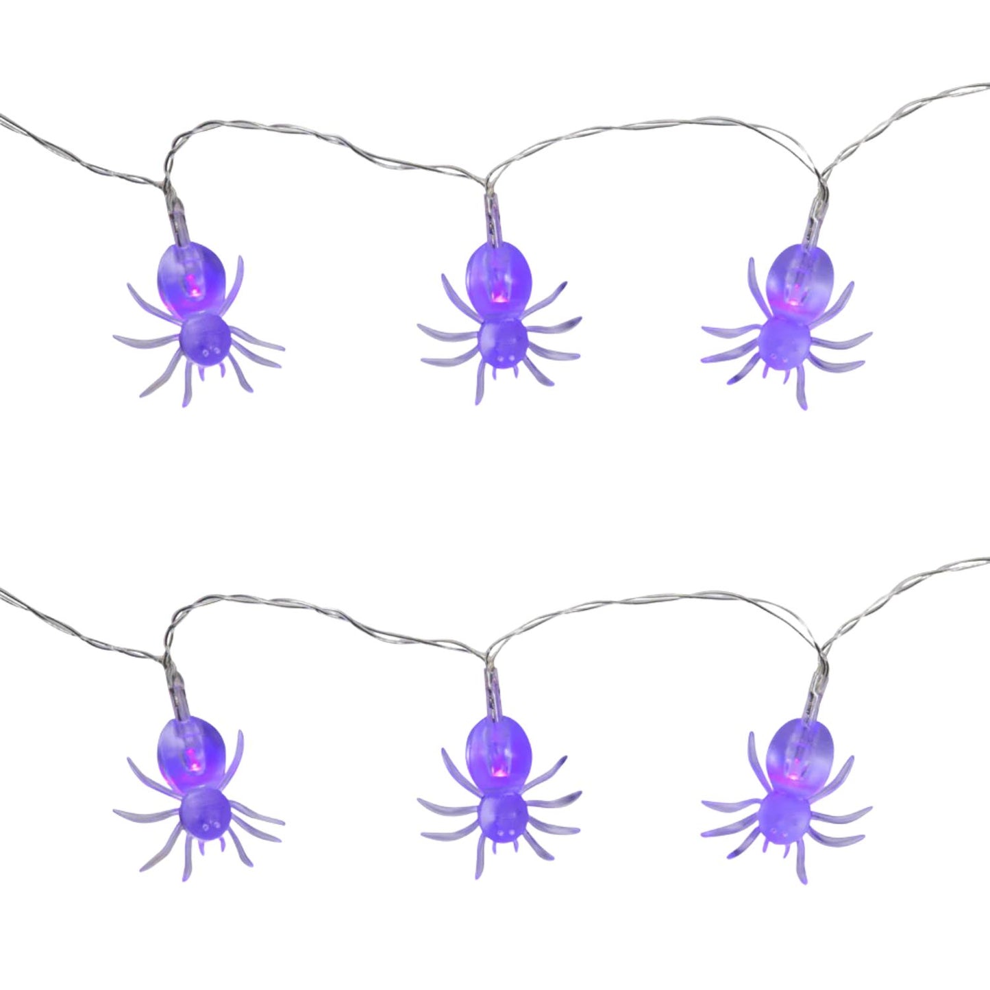 Elegani 10 LED Spider String Lights – Purple Glow Halloween Décor – 3ft Clear Wire