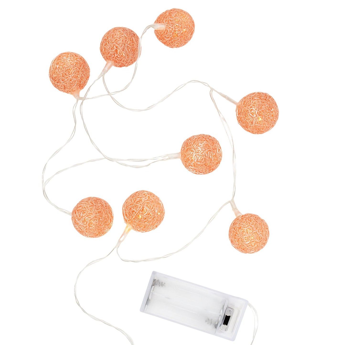 Elegani Rose Gold Woven Copper Ball String Lights – 10 LED Mini Globe Lights, Warm White, 2.4ft