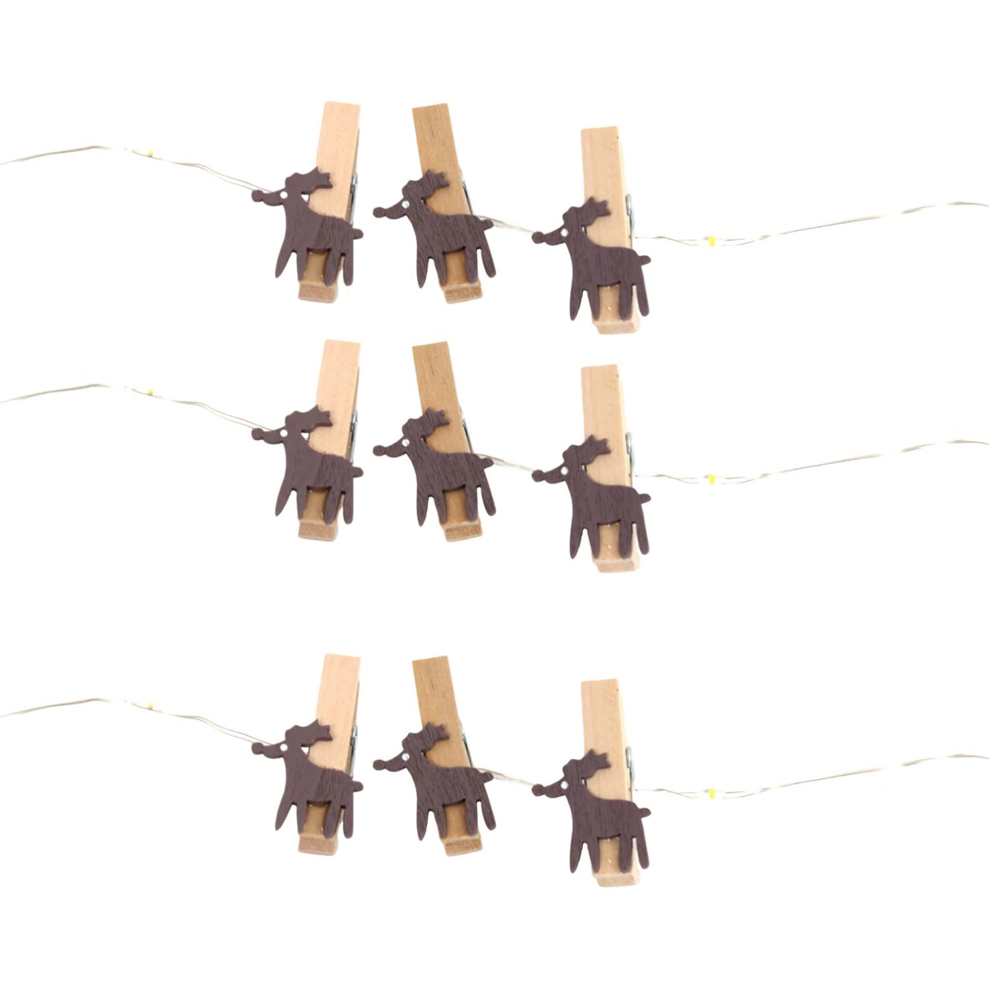 Elegani 20 LED Microdot String Lights with 10 Wood Deer Clips – 7FT Copper Wire Indoor Decorative Light Set