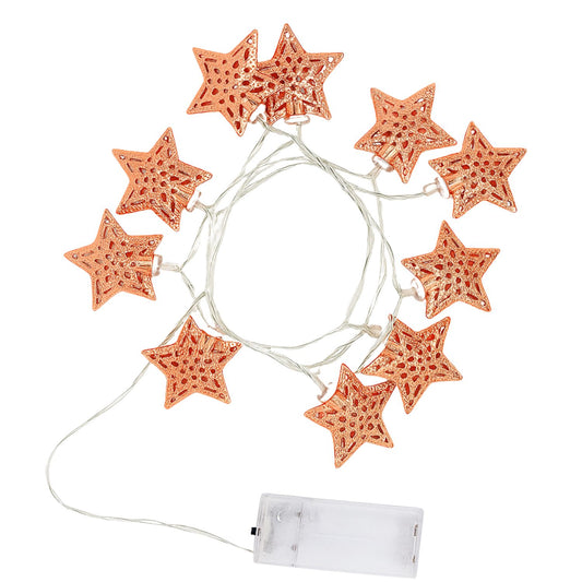 Elegani Rose Gold Moroccan Star String Lights – 10 LED Warm White Lights, 3FT Clear Cable