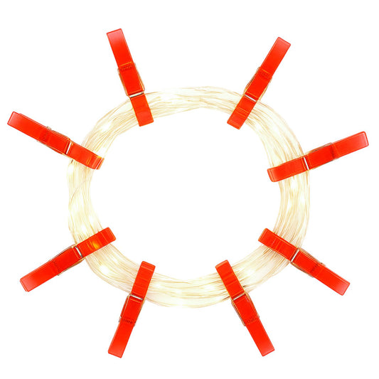 Elegani 36 LED Red Photo Clip String Light with Green Lights – 13FT Decorative Holiday Card Display